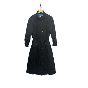 Vintage L.L. Bean Goose Down Puffer Trench Coat Black Size Large